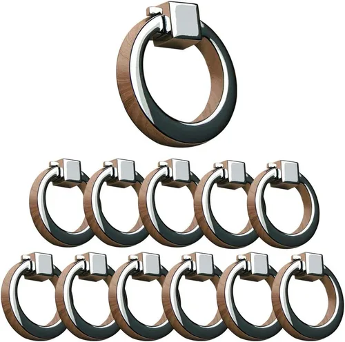Vista 7 de Paquete de 12 pomos y tiradores de anillo de gabinete, manija de hardware de un solo agujero, manija de anillo negro para aparador, cajón, armario