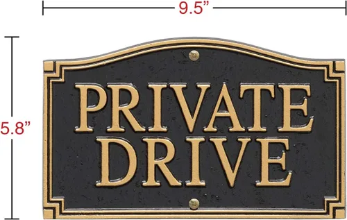 Vista 5 de Whitehall Productos Private Drive Pared/Placa de declaración de césped, negro/dorado