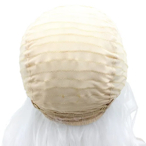 Vista 7 de mxangel largo ondulado mitad Atados a mano blanco sintético Lace Frente Peluca de Cosplay