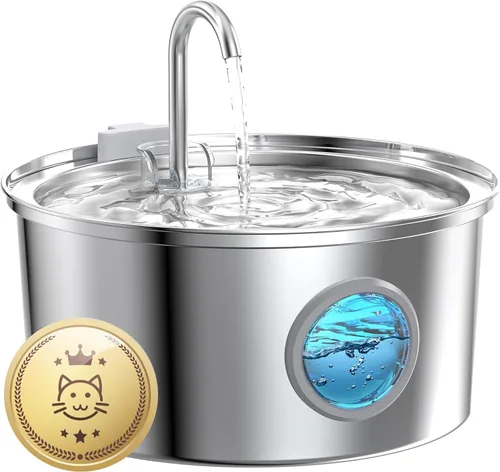 Vista 12 de Fuente de agua para gatos de acero inoxidable: fuente para gatos de 74 oz/2.2 L para beber - Fuente de agua para mascotas para gatos