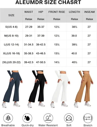 Vista 5 de Aleumdr Pantalones de yoga acampanados para mujer, de cintura alta, corte de bota, pantalones largos de entrenamiento, pantalones de vestir casuales