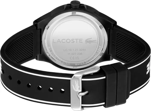 Vista 3 de Lacoste Neocroc - Reloj de cuarzo de plástico y silicona para hombre color blanco y negro modelo 2011185 Blanco negro