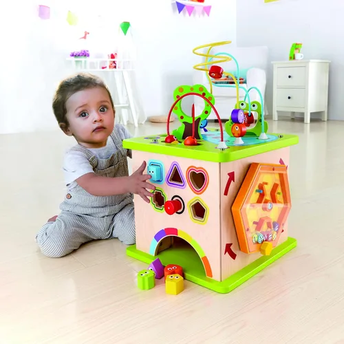 Vista 6 de Cubo de actividades para niños Hape bichos de ciudad, madera