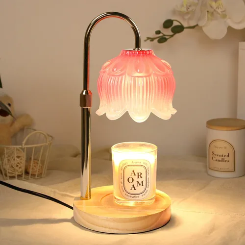 Vista 12 de GEEZO - Lámpara calefactora de fragancia para velas, calentador de velas eléctrico con temporizador y regulador de intensidad, regalos de Navidad