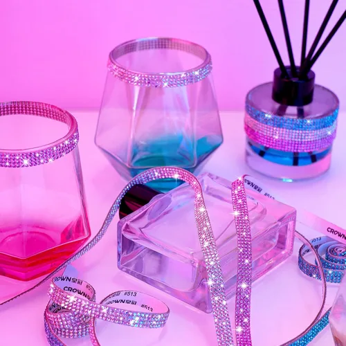 Vista 6 de NiArt Cinta autoadhesiva de diamantes de imitación de cristal, 6 rollos, 0.35 in de ancho, total de 6 yardas, multifuncional, DIY decorativa, bling