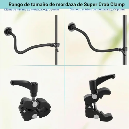 Vista 4 de Mippko Soporte magnético de cuello de cisne para cinta de correr/bicicleta giratoria/soporte de micrófono/soporte de música, brazo de cuello