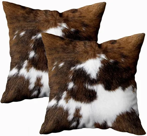 Vista 22 de TOMWISH Juego de 2 fundas de almohada de 16 x 16 pulgadas, diseño de vaca blanca y negra, fundas decorativas para el hogar, cama, sofá, sala