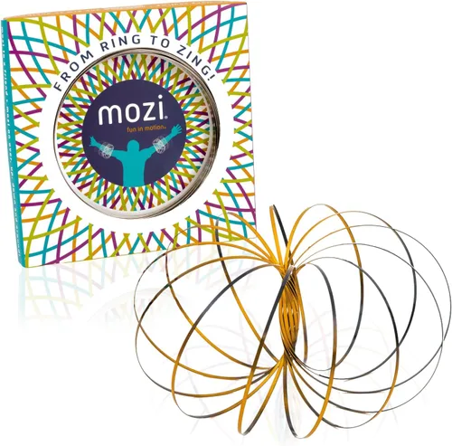Vista 11 de Mozi Pulsera geométrica de flujo mágico, fácil de usar, juguete en espiral 3D, pulsera giratoria para niños y adultos (negro y dorado) (paquete de 2)