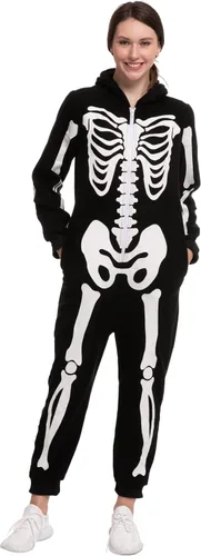 Vista 4 de Spooktacular Creations Pijama de esqueleto a juego para la familia para adultos, disfraz de Halloween, fiesta temática de cosplay