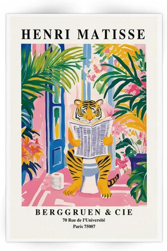 Vista 9 de Divertido perro baño pared arte Henri Matisse habitación estética retro rosa decoración Dachshund en la bañera lienzo pintura impresión obras