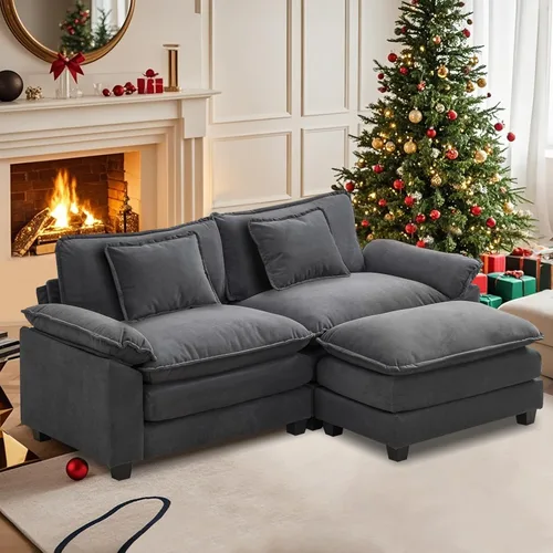 Vista 44 de Sofá Seccional, Sofá Modular Cloud con Otomana, Sofás Cama de Asiento Profundo con Almohadas Decorativas, Cómodo Sofá de Dos Plazas de Chenilla