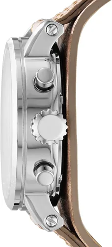 Vista 2 de Fossil Reloj de cuarzo con cronógrafo de acero inoxidable y cuero para mujer