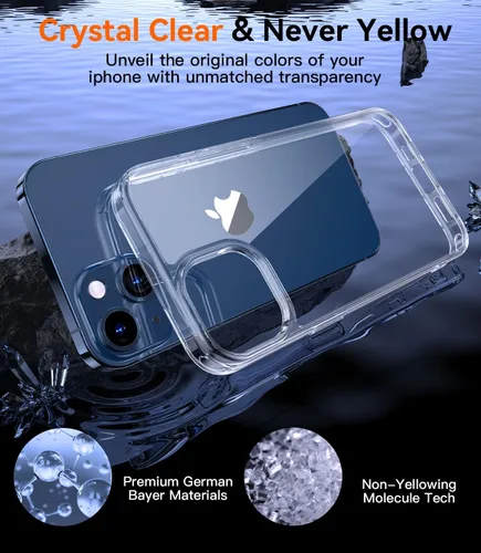 Vista 3 de Funda 5 en 1 para iPhone 14 transparente con 2 protectores de pantalla + 2 protectores de lente de cámara