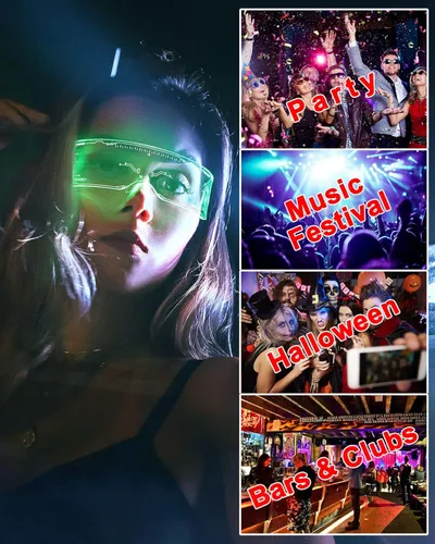 Vista 3 de SZYICONG Paquete de 2 lentes LED sin cable anteojos iluminados con patrón de lente futurista anteojos Cyberpunk luminosos para bar club fiesta