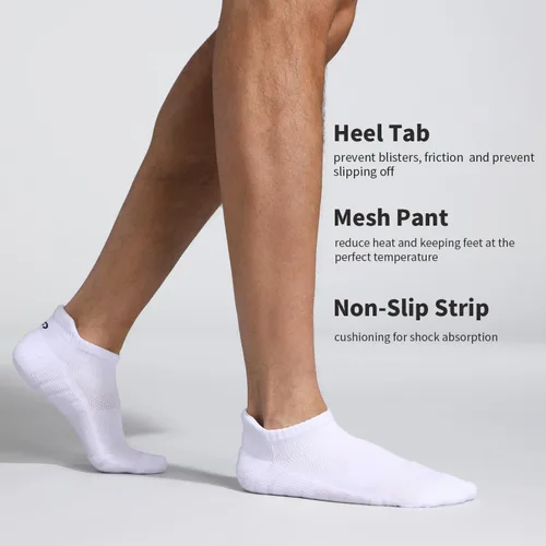 Vista 2 de Lapulas Calcetines de tobillo atléticos para correr, corte bajo, acolchados, antiampollas, calcetines deportivos para hombres y mujeres, 6 pares