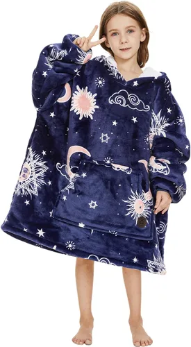 Vista 29 de THREE POODLE - Manta con capucha portátil para mujeres, sudadera con capucha de sherpa de gran tamaño para adultos hombres, mantas con capucha