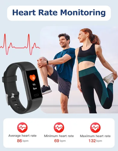 Vista 2 de Cloudpoem Rastreador de actividad física, relojes de fitness para hombres y mujeres con monitor de frecuencia cardíaca 24/7, rastreador de sueño