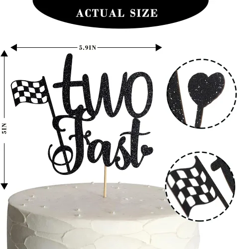 Vista 2 de Decoración para tarta de cumpleaños con temática de carreras, decoración de segundo cumpleaños para niño, decoración de segundo cumpleaños