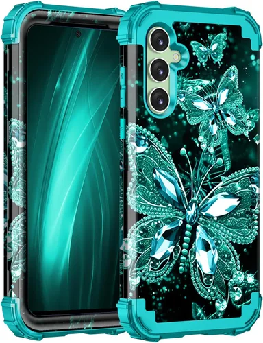 Vista 29 de Miqala Funda para Galaxy S23 FE 5G, brilla en la oscuridad, tres capas, resistente, a prueba de golpes, protección de cuerpo completo, parachoques