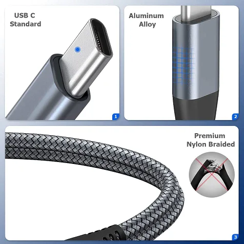 Vista 9 de Puxnoin Cable USB C a USB C de 6 pies y 60 W, paquete de 3 cables USB C, cable de carga PD tipo C de carga rápida compatible con iPhone 15, MacBook
