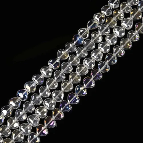 Vista 3 de JM Design Claro AB cristal forma de corazón granos tamaño 0.315 in 15.5 '' hebra para la fabricación de joyas