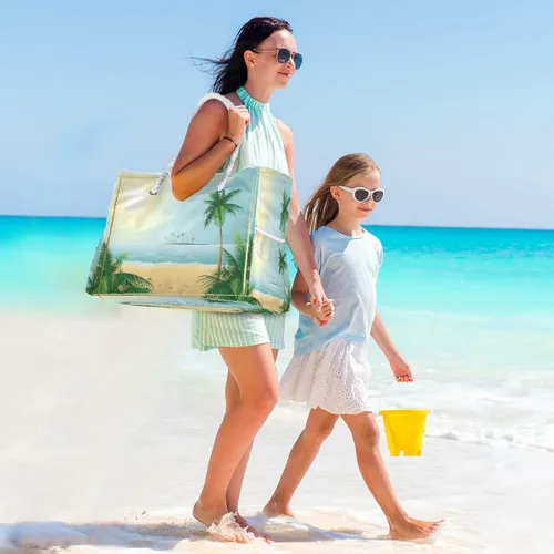 Vista 6 de senya Bolsas de playa grandes de lona, bolsa de hombro, Sealives, Sea World, bolsas resistentes al agua para gimnasio, viajes diarios