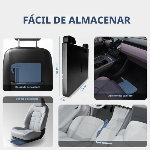 Vista 8 de Bandeja para volante, bandeja de comida para automóvil, escritorio de automóvil para laptop, mesa multiusos para comer y trabajar, bandeja ajustable