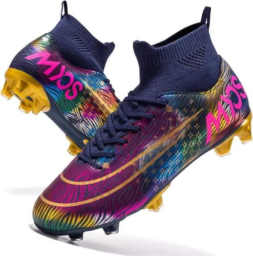 Vista 6 de JIEBUNIAO Botas de fútbol para hombre, tacos profesionales, zapatos de césped para mujer, tenis de entrenamiento de fútbol atlético para niños