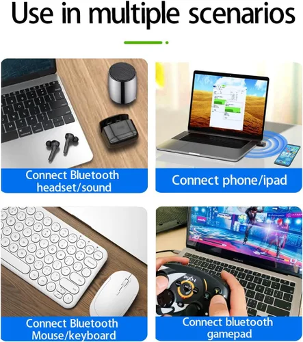 Vista 4 de Adaptador USB Bluetooth 5.3 para PC, compatible con Windows 11/10/8.1/7,5.3+EDR Bluetooth transmisor receptor inalámbrico para escritorio, portátil