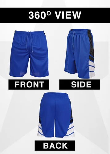 Vista 3 de Pantalones cortos de baloncesto para hombre con bolsillos, pantalones cortos de entrenamiento de gimnasio para hombre, paquete de 4