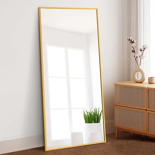 Vista 14 de Dolonm Espejo de longitud completa de 65 x 22 pulgadas, espejo de pie de diseño moderno, espejo de cuerpo completo para sala de estar, dormitorio