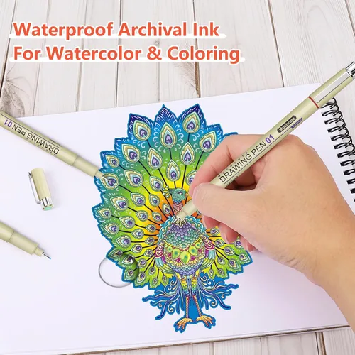 Vista 5 de Muchcute 01 Micro Fineliner Dibujo Arte Bolígrafos: 12 Colores 0.25mm Punta Extra Fina Biblia Sin Sangría Diario Zentangle Suministros de Estudio