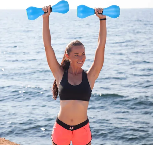 Vista 5 de BESPORTBLE Juego de mancuernas coloridas para niños y mujeres, barra de entrenamiento para piscina, fitness