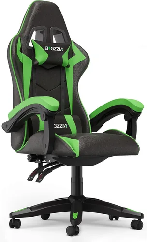 Vista 10 de Bigzzia - Silla de juegos con soporte lumbar, sillas ergonómicas para videojuegos, color negro