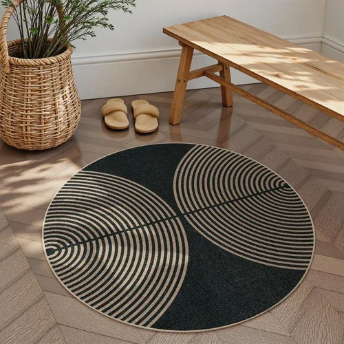 Vista 112 de Lahome Tapetes geométricos para puerta de interior para entrada, alfombra antideslizante lavable de 2 x 3 negro / neutro