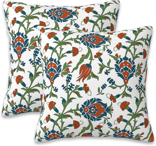 Vista 11 de Fundas de almohada Naqiuli azules florales de 16x16 pulgadas, juego de 2 fundas de almohada decorativas, fundas de cojín para dormitorio, sala