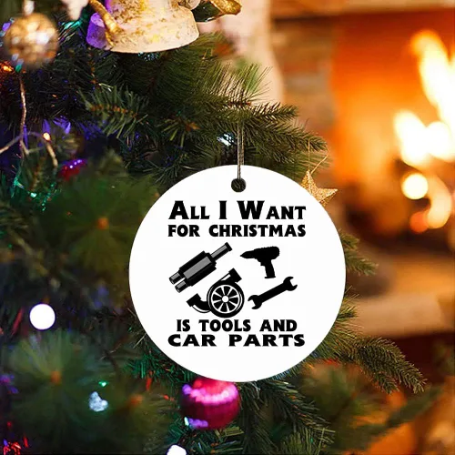 Vista 3 de Regalo mecánico, All I Want Christmas is Tools and Car Parts, adorno de Navidad para mecánico, regalos de mecánico para hombres, adorno de Navidad