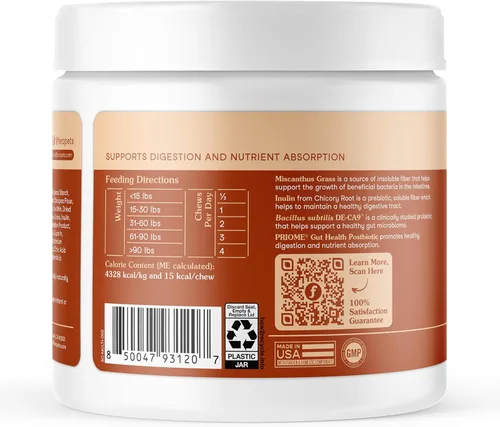 Vista 8 de Fera Pets Probióticos para perros - Salud intestinal de espectro completo, 30 masticables Chewable Probiotic for Dogs with Prebiotics &