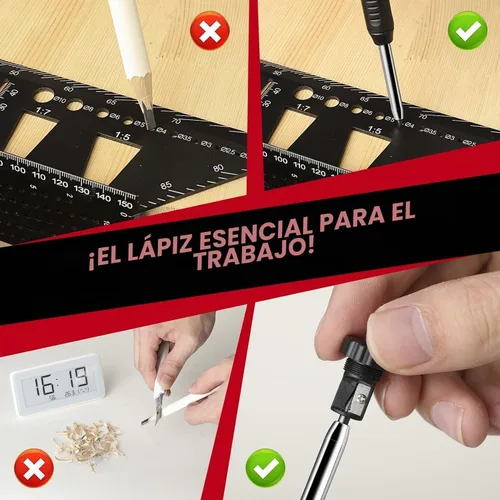 Vista 4 de Saker - Herramienta de perfil para contornos con conexión ilimitada, copia precisa de formas irregulares (2 piezas) Lápiz para agujeros profundos