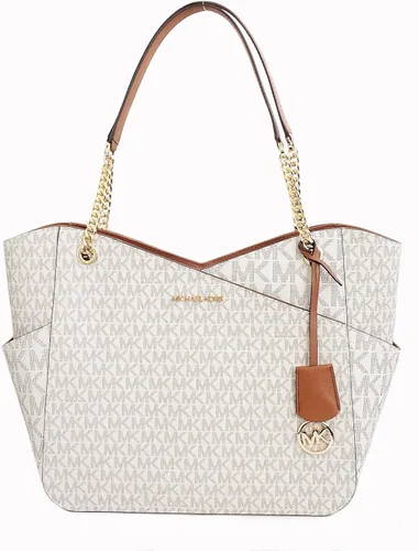Vista 2 de Michael Kors Jet Set Bolso de hombro con cadena grande (VANILLA Multi), Vainilla Mk Signature