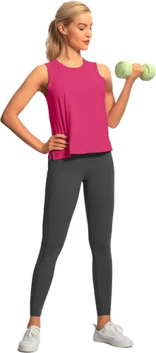 Vista 6 de Hiverlay Workout Tank Tops for Women Sleeveless Athletic Cropped Tank Top Sports Gym Muscle Running Shirts