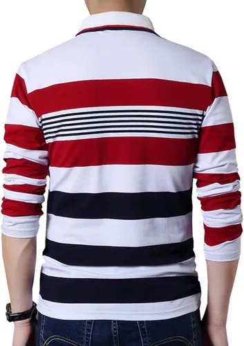 Vista 5 de FRTCV Polo para hombre casual ajustado camiseta de golf
