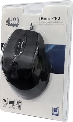 Vista 8 de Adesso iMouse G2 - Ratón óptico ergonómico USB ajustable DPI Internet Navigational B, negro