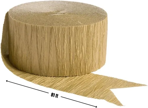 Vista 2 de Rollo de papel crepé envuelto en oro, 81 pies (1 unidad), ideal para impresionantes manualidades, decoración de fiestas y más