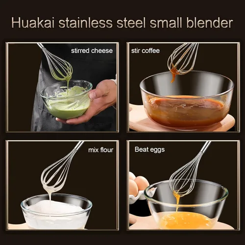 Vista 3 de Batidor pequeño de acero inoxidable, 10 pulgadas Para cocinar, queso, café, harina, huevos. Funciona muy bien para tazas y recipientes pequeños