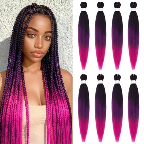 Vista 92 de 8 paquetes de extensiones preestiradas - 16 pulgadas de cabello trenzado premium, 55G/paquete, sin picazón, fijación en agua caliente, textura Perm