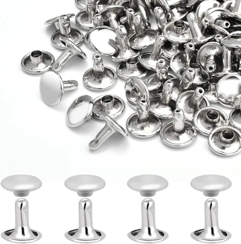 Vista 9 de 400 juegos de remaches para cuero, remaches de cuero de doble tapa redonda de 10 mm, remaches tubulares con punta para correa de bolso, llaveros