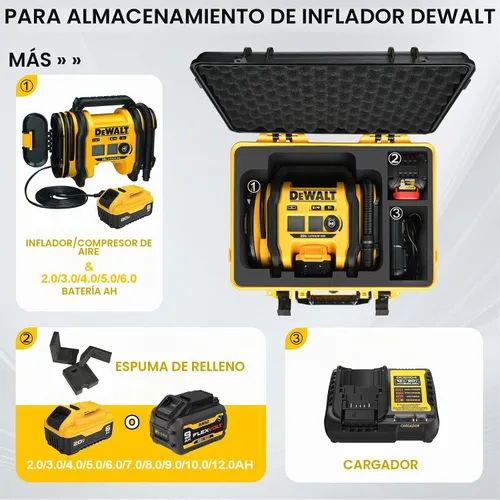 Vista 3 de Estuche para compresor de aire Dewalt DCC020IB: bolsa de herramientas portátil resistente para bomba Dewalt de 20 V, inflador de neumáticos