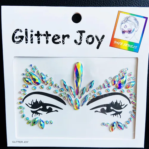 Vista 5 de Joyas de gemas faciales, calcomanías de tatuaje de joyas faciales para festivales, gemas corporales pegadas en la cara, tatuajes faciales temporales