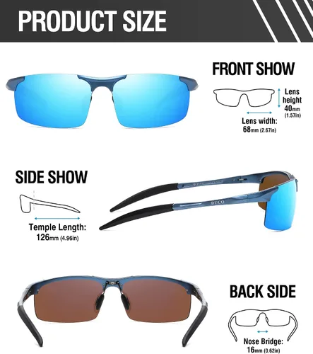 Vista 32 de Duco - Gafas de sol deportivas polarizadas para hombre con protección UV 8177s